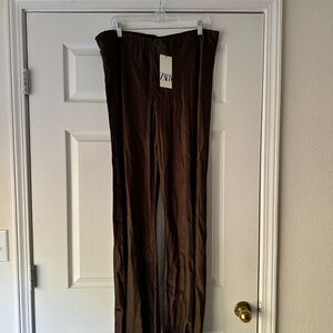 NWT! Zara brown silky pants size XXL